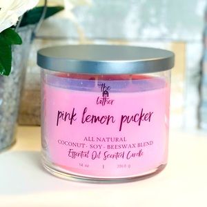 Pink LemonPucker EOil Scented Beeswax Blend Candle
